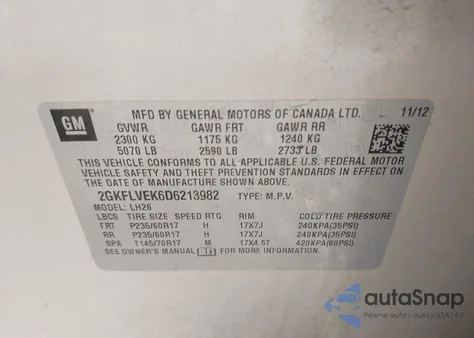 2013 GMC Terrain Slt-1 from USA, damaged, VIN 2GKFLVEK6D6213982